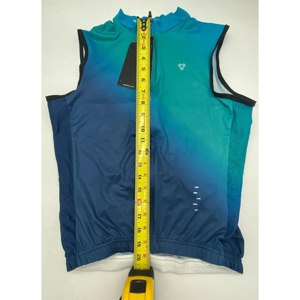 Sanpella Cycling Couture Women Small Blue Teal Ombre Sleeveless Wind Vest Gilet